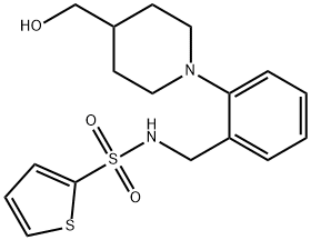 N-(2-[4-(HYDROXYMETHYL)PIPERIDINO]BENZYL)-2-THIOPHENESULFONAMIDE Struktur