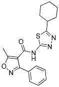 N-(5-CYCLOHEXYL-1,3,4-THIADIAZOL-2-YL)-5-METHYL-3-PHENYLISOXAZOLE-4-CARBOXAMIDE Struktur