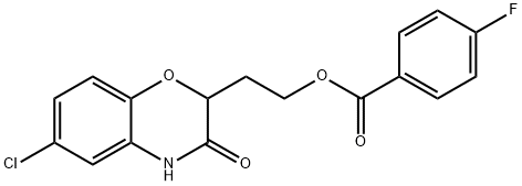 2-(6-CHLORO-3-OXO-3,4-DIHYDRO-2H-1,4-BENZOXAZIN-2-YL)ETHYL 4-FLUOROBENZENECARBOXYLATE Struktur