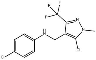 4-CHLORO-N-([5-CHLORO-1-METHYL-3-(TRIFLUOROMETHYL)-1H-PYRAZOL-4-YL]METHYL)ANILINE Struktur