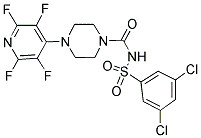 N-[(3,5-DICHLOROPHENYL)SULFONYL]-4-(2,3,5,6-TETRAFLUOROPYRIDIN-4-YL)PIPERAZINE-1-CARBOXAMIDE Struktur