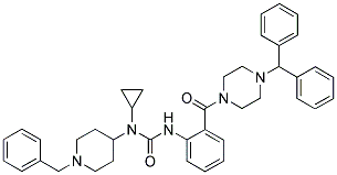 N-(1-BENZYLPIPERIDIN-4-YL)-N-CYCLOPROPYL-N'-[2-((4-(DIPHENYLMETHYL)PIPERAZIN-1-YL)CARBONYL)PHENYL]UREA Struktur