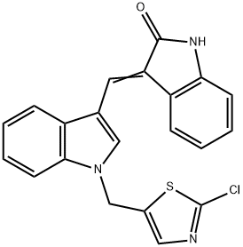 3-((E)-(1-[(2-CHLORO-1,3-THIAZOL-5-YL)METHYL]-1H-INDOL-3-YL)METHYLIDENE)-1,3-DIHYDRO-2H-INDOL-2-ONE Struktur