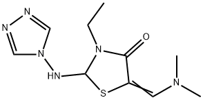 5-[(DIMETHYLAMINO)METHYLENE]-3-ETHYL-2-(4H-1,2,4-TRIAZOL-4-YLAMINO)-1,3-THIAZOLAN-4-ONE Struktur