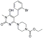 4-[5-(2-BROMO-BENZYL)-6-HYDROXY-1-METHYL-2-OXO-1,2-DIHYDRO-PYRIMIDIN-4-YL]-PIPERAZINE-1-CARBOXYLIC ACID ETHYL ESTER Struktur