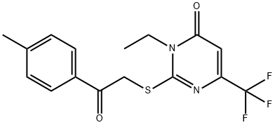 3-ETHYL-2-([2-(4-METHYLPHENYL)-2-OXOETHYL]SULFANYL)-6-(TRIFLUOROMETHYL)-4(3H)-PYRIMIDINONE Struktur