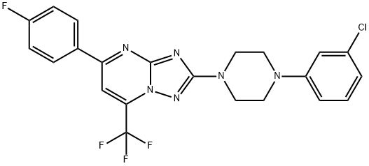 2-[4-(3-CHLOROPHENYL)PIPERAZINO]-5-(4-FLUOROPHENYL)-7-(TRIFLUOROMETHYL)[1,2,4]TRIAZOLO[1,5-A]PYRIMIDINE Struktur