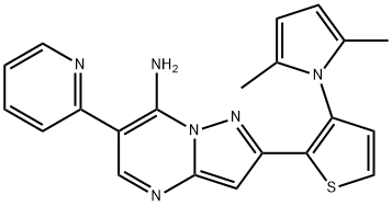 2-[3-(2,5-DIMETHYL-1H-PYRROL-1-YL)-2-THIENYL]-6-(2-PYRIDINYL)PYRAZOLO[1,5-A]PYRIMIDIN-7-AMINE Struktur