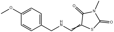 5-((E)-[(4-METHOXYBENZYL)AMINO]METHYLIDENE)-3-METHYL-1,3-THIAZOLANE-2,4-DIONE Struktur