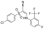 2-((4-CHLOROPHENYL)SULFONYL)-3-((4-FLUORO-2-(TRIFLUOROMETHYL)PHENYL)AMINO)PROP-2-ENENITRILE Struktur