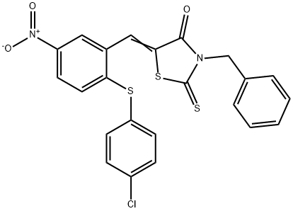 3-BENZYL-5-((2-[(4-CHLOROPHENYL)SULFANYL]-5-NITROPHENYL)METHYLENE)-2-THIOXO-1,3-THIAZOLAN-4-ONE Struktur