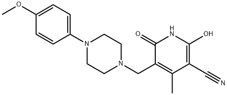 2,6-DIHYDROXY-5-([4-(4-METHOXYPHENYL)PIPERAZINO]METHYL)-4-METHYLNICOTINONITRILE Struktur