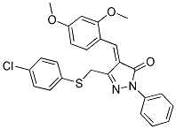 (E)-3-((4-CHLOROPHENYLTHIO)METHYL)-4-(2,4-DIMETHOXYBENZYLIDENE)-1-PHENYL-1H-PYRAZOL-5(4H)-ONE Struktur