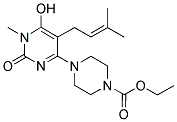 4-[6-HYDROXY-1-METHYL-5-(3-METHYL-BUT-2-ENYL)-2-OXO-1,2-DIHYDRO-PYRIMIDIN-4-YL]-PIPERAZINE-1-CARBOXYLIC ACID ETHYL ESTER Struktur