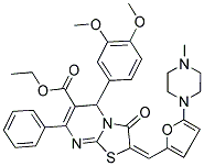 (E)-ETHYL 5-(3,4-DIMETHOXYPHENYL)-2-((5-(4-METHYLPIPERAZIN-1-YL)FURAN-2-YL)METHYLENE)-3-OXO-7-PHENYL-3,5-DIHYDRO-2H-THIAZOLO[3,2-A]PYRIMIDINE-6-CARBOXYLATE Struktur