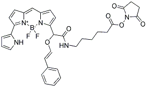 6-(((4,4-DIFLUORO-5-(2-PYRROLYL)-4-BORA-3A, 4A-DIAZA-S-INDACENE-3-YL)STYRYLOXY) ACETYL)AMINOHEXANOIC ACID, SUCCINIMIDYL ESTER Struktur