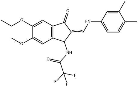 N-(2-[(Z)-(3,4-DIMETHYLANILINO)METHYLIDENE]-5-ETHOXY-6-METHOXY-3-OXO-1,3-DIHYDRO-2H-INDEN-1-YL)-2,2,2-TRIFLUOROACETAMIDE Struktur