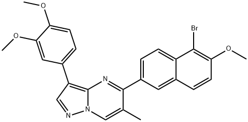 1-BROMO-6-[3-(3,4-DIMETHOXYPHENYL)-6-METHYLPYRAZOLO[1,5-A]PYRIMIDIN-5-YL]-2-NAPHTHYL METHYL ETHER Struktur