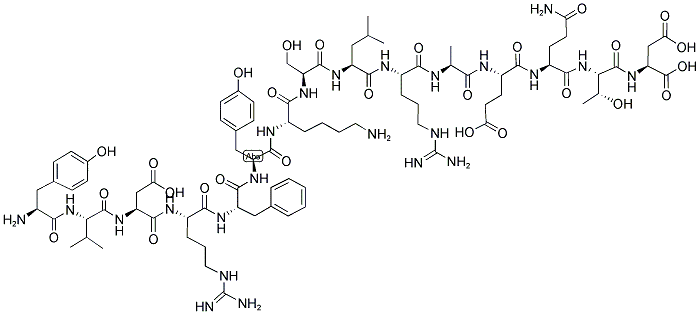 H-TYR-VAL-ASP-ARG-PHE-TYR-LYS-SER-LEU-ARG-ALA-GLU-GLN-THR-ASP-OH Struktur