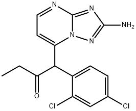 1-(2-AMINO[1,2,4]TRIAZOLO[1,5-A]PYRIMIDIN-7-YL)-1-(2,4-DICHLOROPHENYL)-2-BUTANONE Struktur