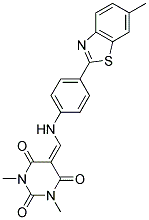 1,3-DIMETHYL-5-({[4-(6-METHYL-1,3-BENZOTHIAZOL-2-YL)PHENYL]AMINO}METHYLENE)PYRIMIDINE-2,4,6(1H,3H,5H)-TRIONE Struktur