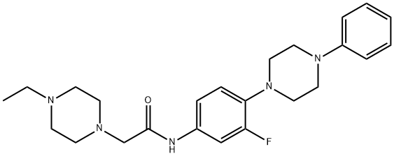 2-(4-ETHYLPIPERAZINO)-N-[3-FLUORO-4-(4-PHENYLPIPERAZINO)PHENYL]ACETAMIDE Struktur