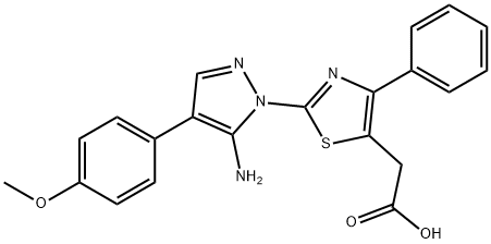 2-(2-[5-AMINO-4-(4-METHOXYPHENYL)-1H-PYRAZOL-1-YL]-4-PHENYL-1,3-THIAZOL-5-YL)ACETIC ACID Struktur