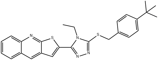 2-(5-([4-(TERT-BUTYL)BENZYL]SULFANYL)-4-ETHYL-4H-1,2,4-TRIAZOL-3-YL)THIENO[2,3-B]QUINOLINE Struktur