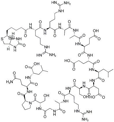 BIOTIN-ARG-ARG-ALA-ALA-GLU-GLU-LEU-ASP-SER-ARG-ALA-GLY-SER-PRO-GLN-LEU-OH Struktur