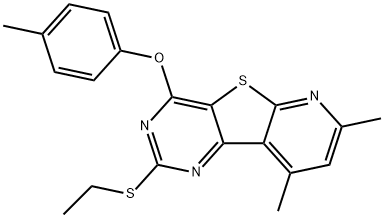 2-(ETHYLSULFANYL)-7,9-DIMETHYL-4-(4-METHYLPHENOXY)PYRIDO[3',2':4,5]THIENO[3,2-D]PYRIMIDINE Struktur