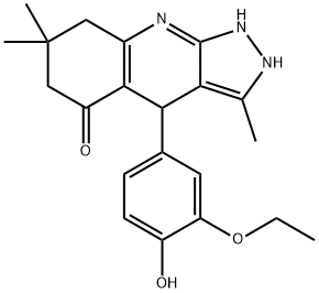 4-(3-ETHOXY-4-HYDROXYPHENYL)-3,7,7-TRIMETHYL-2,4,6,7,8,9-HEXAHYDRO-5H-PYRAZOLO[3,4-B]QUINOLIN-5-ONE Struktur