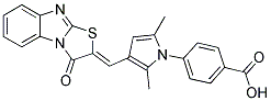 4-{2,5-DIMETHYL-3-[(Z)-(3-OXO[1,3]THIAZOLO[3,2-A]BENZIMIDAZOL-2(3H)-YLIDENE)METHYL]-1H-PYRROL-1-YL}BENZOIC ACID Struktur