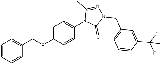 4-[4-(BENZYLOXY)PHENYL]-5-METHYL-2-[3-(TRIFLUOROMETHYL)BENZYL]-2,4-DIHYDRO-3H-1,2,4-TRIAZOL-3-ONE Struktur