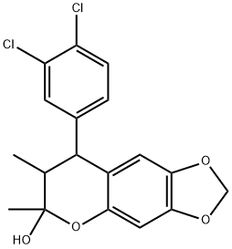 8-(3,4-DICHLOROPHENYL)-6,7-DIMETHYL-7,8-DIHYDRO-6H-[1,3]DIOXOLO[4,5-G]CHROMEN-6-OL Struktur