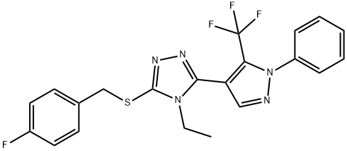 4-ETHYL-3-[(4-FLUOROBENZYL)SULFANYL]-5-[1-PHENYL-5-(TRIFLUOROMETHYL)-1H-PYRAZOL-4-YL]-4H-1,2,4-TRIAZOLE Struktur