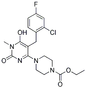 4-[5-(2-CHLORO-4-FLUORO-BENZYL)-6-HYDROXY-1-METHYL-2-OXO-1,2-DIHYDRO-PYRIMIDIN-4-YL]-PIPERAZINE-1-CARBOXYLIC ACID ETHYL ESTER Struktur