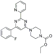 4-[6-(2-FLUORO-PHENYL)-2-PYRIDIN-2-YL-PYRIMIDIN-4-YL]-PIPERAZINE-1-CARBOXYLIC ACID ETHYL ESTER Struktur