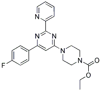 4-[6-(4-FLUORO-PHENYL)-2-PYRIDIN-2-YL-PYRIMIDIN-4-YL]-PIPERAZINE-1-CARBOXYLIC ACID ETHYL ESTER Struktur