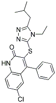 6-CHLORO-3-(4-ETHYL-5-ISOBUTYL-4H-1,2,4-TRIAZOL-3-YLTHIO)-4-PHENYLQUINOLIN-2(1H)-ONE Struktur