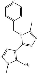 1-METHYL-4-[5-METHYL-4-(4-PYRIDINYLMETHYL)-4H-1,2,4-TRIAZOL-3-YL]-1H-PYRAZOL-5-AMINE Struktur