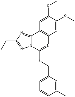 2-ETHYL-8,9-DIMETHOXY-5-[(3-METHYLBENZYL)SULFANYL][1,2,4]TRIAZOLO[1,5-C]QUINAZOLINE Struktur