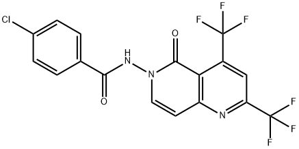 4-CHLORO-N-[5-OXO-2,4-BIS(TRIFLUOROMETHYL)[1,6]NAPHTHYRIDIN-6(5H)-YL]BENZENECARBOXAMIDE Struktur