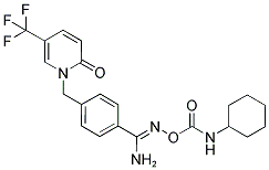 1-[4-(1-AMINO-5-CYCLOHEXYL-2,5-DIAZA-3-OXA-4-OXOPENT-1-EN-1-YL)BENZYL]-5-(TRIFLUOROMETHYL)-2-PYRIDONE Struktur