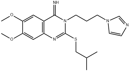 3-[3-(1H-IMIDAZOL-1-YL)PROPYL]-2-(ISOBUTYLSULFANYL)-6,7-DIMETHOXY-4(3H)-QUINAZOLINIMINE Struktur