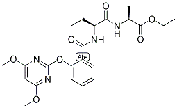 (2S)-2-[(2S)-2-[2-[(4,6-DIMETHOXYPYRIMIDIN-2-YL)OXY]BENZAMIDO]-3-METHYLBUTYRAMIDO]PROPANOIC ACID, ETHYL ESTER Struktur