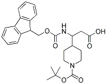 4-[2-CARBOXY-1-(9H-FLUOREN-9-YLMETHOXYCARBONYLAMINO)-ETHYL]-PIPERIDINE-1-CARBOXYLIC ACID TERT-BUTYL ESTER Struktur