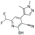 6-DIFLUOROMETHYL-4-(1,5-DIMETHYL-1H-PYRAZOL-4-YL)-2-MERCAPTO-NICOTINONITRILE Struktur