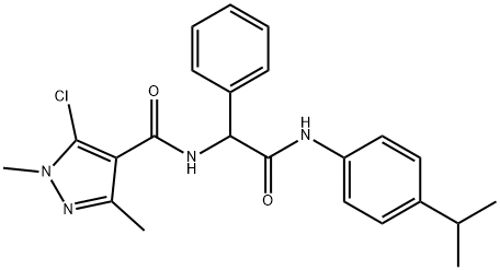 5-CHLORO-N-[2-(4-ISOPROPYLANILINO)-2-OXO-1-PHENYLETHYL]-1,3-DIMETHYL-1H-PYRAZOLE-4-CARBOXAMIDE Struktur