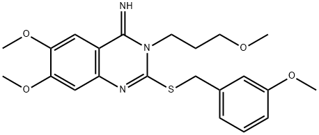 6,7-DIMETHOXY-2-[(3-METHOXYBENZYL)SULFANYL]-3-(3-METHOXYPROPYL)-4(3H)-QUINAZOLINIMINE Struktur