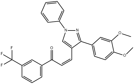 (Z)-3-[3-(3,4-DIMETHOXYPHENYL)-1-PHENYL-1H-PYRAZOL-4-YL]-1-[3-(TRIFLUOROMETHYL)PHENYL]-2-PROPEN-1-ONE Struktur